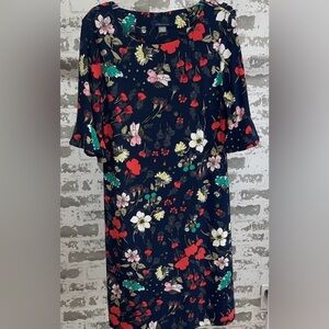 Tommy Hilfiger Navy Floral Midi Dress Size 6